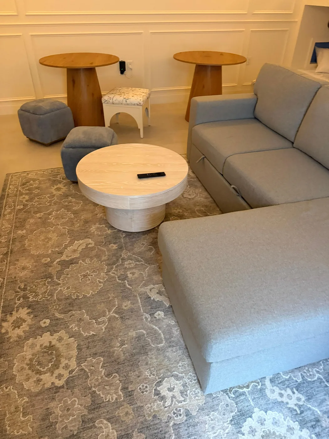 Custom lounge corner in a finished bonus room