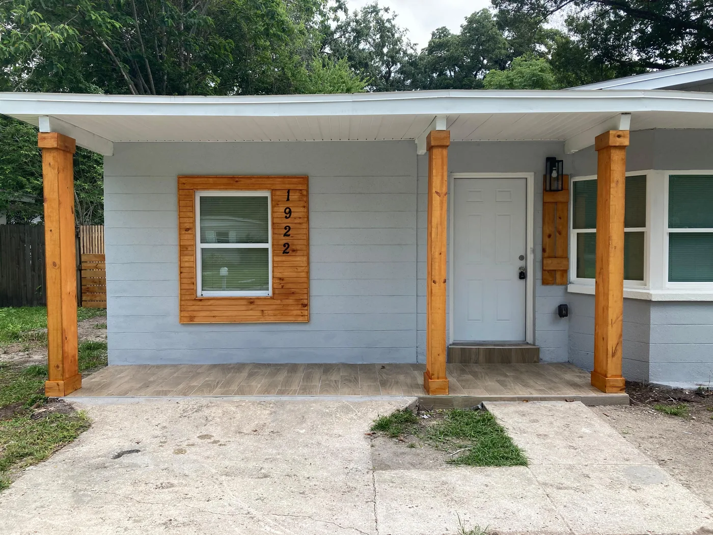 House remodel with new cedar porch posts